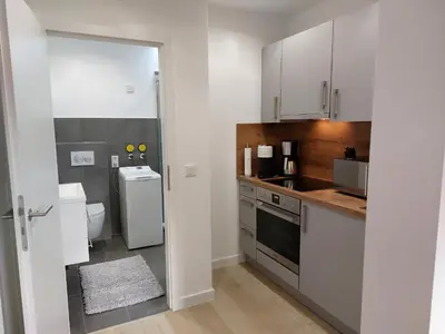 Küche/Küchenzeile in der Unterkunft Ferienwohnung am Jungbrunnen 2