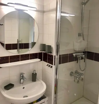 Ein Badezimmer in der Unterkunft Ferienwohnung Seeblick - a66668
