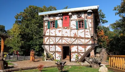 Ein Garten an der Unterkunft Ferienhaus Nr 32, Typ A, Ferienanlage Blauvogel, Hasselfelde, Harz