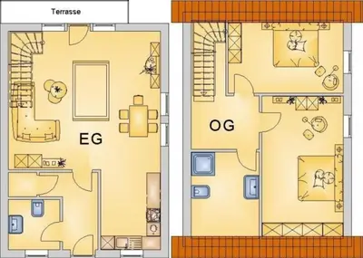Grundriss der Unterkunft Ferienhaus Nr 23, Typ A, Ferienanlage Blauvogel, Hasselfelde, Harz