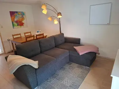 Ein Sitzbereich in der Unterkunft Kleine gemütliche Ferienwohnung günstige Lage