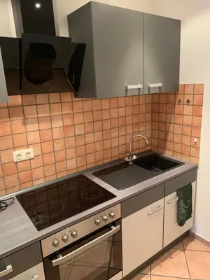 Küche/Küchenzeile in der Unterkunft 1-Zimmer-Wohnung Astfeld