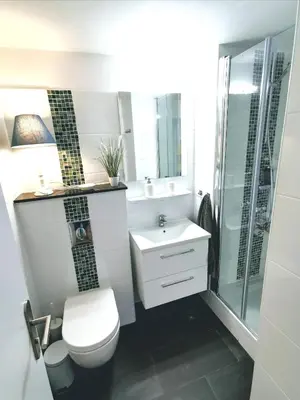 Ein Badezimmer in der Unterkunft Seeblick am Kranichsee