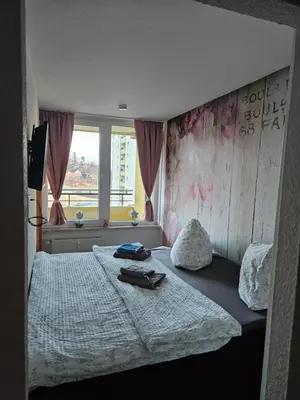 Ein Bett oder Betten in einem Zimmer der Unterkunft Apartement zum Kuckuck noch mal mit Schwimmbad und Sauna