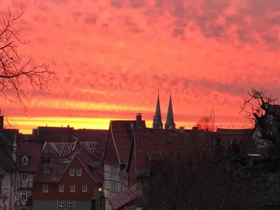 Blick auf den Sonnenuntergang/Sonnenaufgang von der Ferienwohnung aus oder aus der Nähe