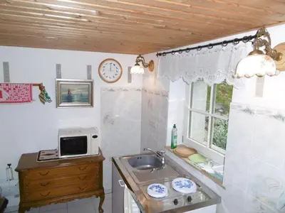 Küche/Küchenzeile in der Unterkunft Gartenwohnung Bodetalblick