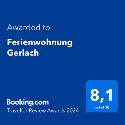 Ein Zertifikat, Auszeichnung, Logo oder anderes Dokument, das in der Unterkunft Ferienwohnung Gerlach ausgestellt ist