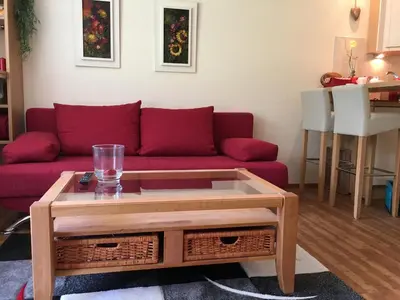Ein Sitzbereich in der Unterkunft Apartment Kleeblatt