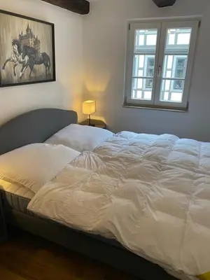 Ein Bett oder Betten in einem Zimmer der Unterkunft Halberstädter Fachwerktraum