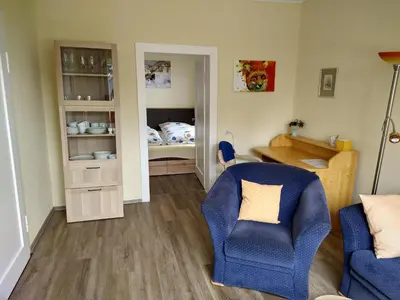 Ein Sitzbereich in der Unterkunft Haus Waldblick