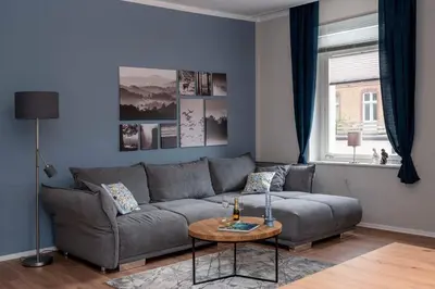 Ein Sitzbereich in der Unterkunft Ferienwohnung LichtBlickHarz