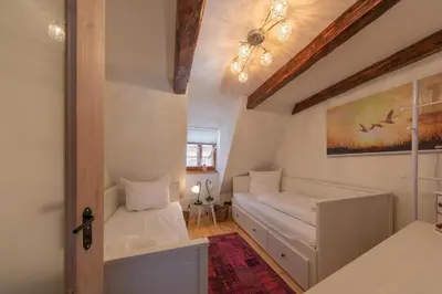 Ein Bett oder Betten in einem Zimmer der Unterkunft Villa-Duck-Dich