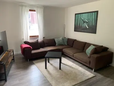 Ein Sitzbereich in der Unterkunft Ferienwohnung an der Oker