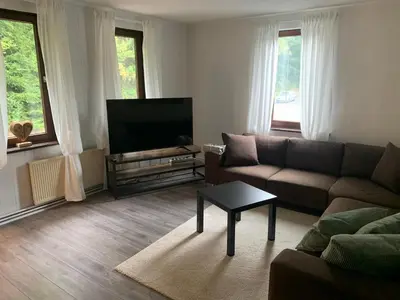Ein Sitzbereich in der Unterkunft Ferienwohnung an der Oker