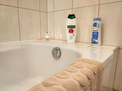 Ein Badezimmer in der Unterkunft Ferienhaus Blaue Blume mit 11 kW Ladestation, Kamin, Terrasse, eingezäuntem Garten, Sauna, WLAN, Netflix, 2 Hunde willkommen!