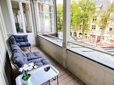 Ein Balkon oder eine Terrasse in der Unterkunft EUPHORAS - Central & Stylish Apartment - Parking