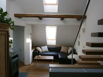 Ein Sitzbereich in der Unterkunft Ferienwohnung Lindenstraße