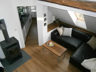 Ein Sitzbereich in der Unterkunft Ferienwohnung Lindenstraße