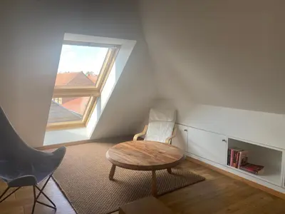 Ein Sitzbereich in der Unterkunft Ferienwohnung Lindenstraße