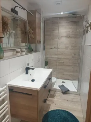 Ein Badezimmer in der Unterkunft Harzglanz FeWo's KuschelBude