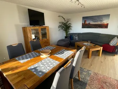 Ein Sitzbereich in der Unterkunft Ferienwohnung Elfengast, FassSauna, Harzurlaub in bester Lage