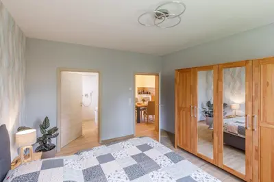 Ein Bett oder Betten in einem Zimmer der Unterkunft Im Mühlental