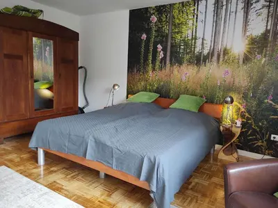 Ein Bett oder Betten in einem Zimmer der Unterkunft Ferienwohnung Waldwiese