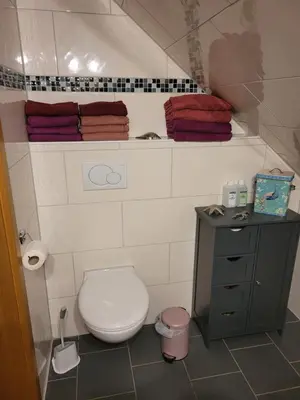 Ein Badezimmer in der Unterkunft Eulennest,Parkplatz,Wäschepaket,Reinigung inklusive