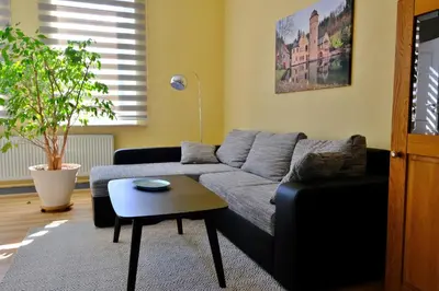 Ein Sitzbereich in der Unterkunft An den Weiden