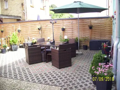 Ein Patio oder anderer Außenbereich in der Unterkunft Ferienwohnung Bauer