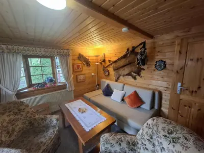 Ein Sitzbereich in der Unterkunft Blockhaus 