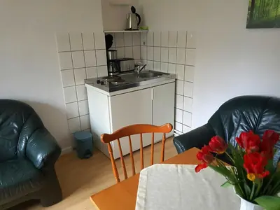Küche/Küchenzeile in der Unterkunft Bungalow Weidling