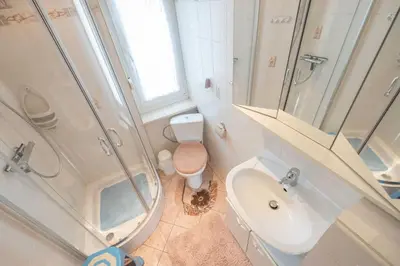 Ein Badezimmer in der Unterkunft Bungalow Krebs