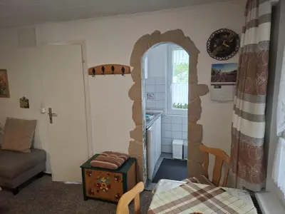 Ein Sitzbereich in der Unterkunft Ferienbungalow 