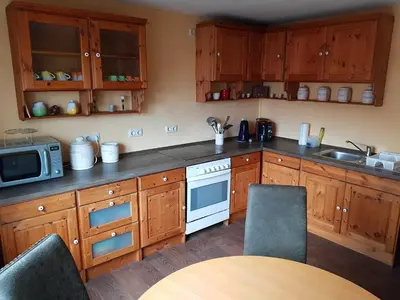 Küche/Küchenzeile in der Unterkunft Ferienwohnung am Kurpark