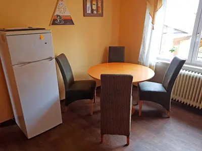 Küche/Küchenzeile in der Unterkunft Ferienwohnung am Kurpark