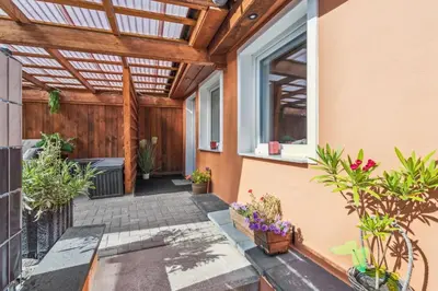 Ein Balkon oder eine Terrasse in der Unterkunft HarzLounge - Wanderauszeit zu viert mit Garten