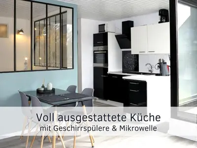 Küche/Küchenzeile in der Unterkunft Bude im Harz - Perfekt für Zwei plus Hund, Wanderer, Biker, Ruhesuchende, sonnige Loggia