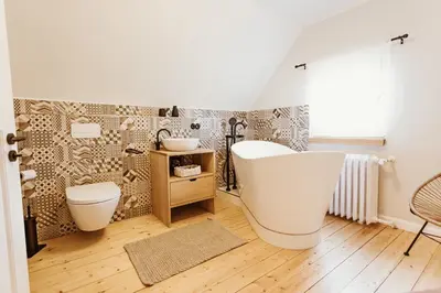 Ein Badezimmer in der Unterkunft Waldchalet Am Steinberg FEWO