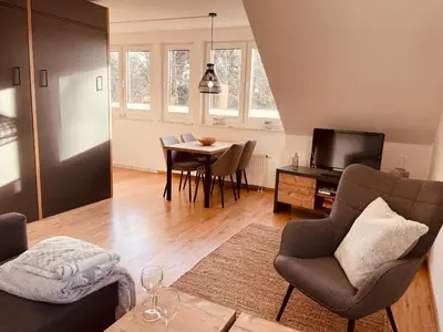 Ein Sitzbereich in der Unterkunft Apartment an der Wurmbergseilbahn 3