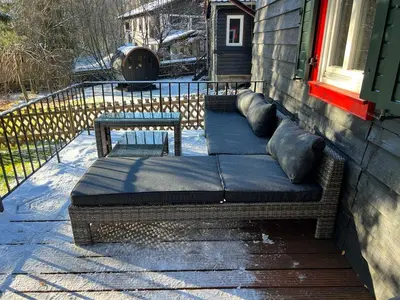 Ein Sitzbereich in der Unterkunft Steinbachhütte 1
