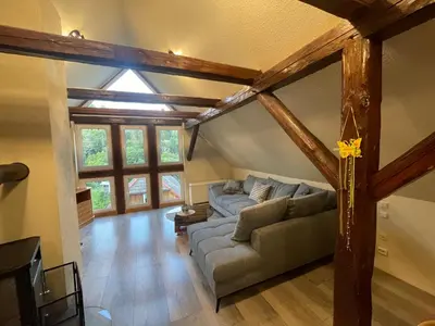 Ein Sitzbereich in der Unterkunft Große Wohnung am Bach
