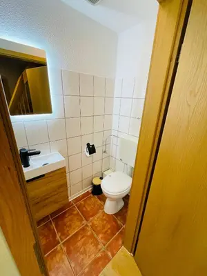Ein Badezimmer in der Unterkunft Große Wohnung am Bach