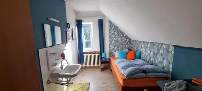 Ein Sitzbereich in der Unterkunft Zeitkapsel Braunlage