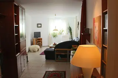 Ein Bett oder Betten in einem Zimmer der Unterkunft Ferienwohnung Backhaus