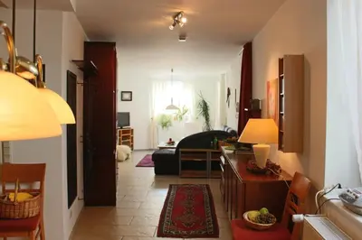 Ein Sitzbereich in der Unterkunft Ferienwohnung Backhaus