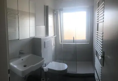 Ein Badezimmer in der Unterkunft Ferienwohnung Waschbärglück