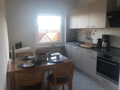 Küche/Küchenzeile in der Unterkunft Ferienwohnung Waschbärglück