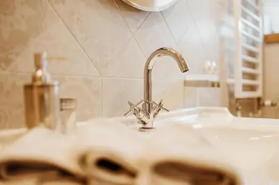 Ein Badezimmer in der Unterkunft Waldchalet Am Steinberg
