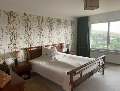 Ein Bett oder Betten in einem Zimmer der Unterkunft Schöne Höhe 600 FeWo Ausblick